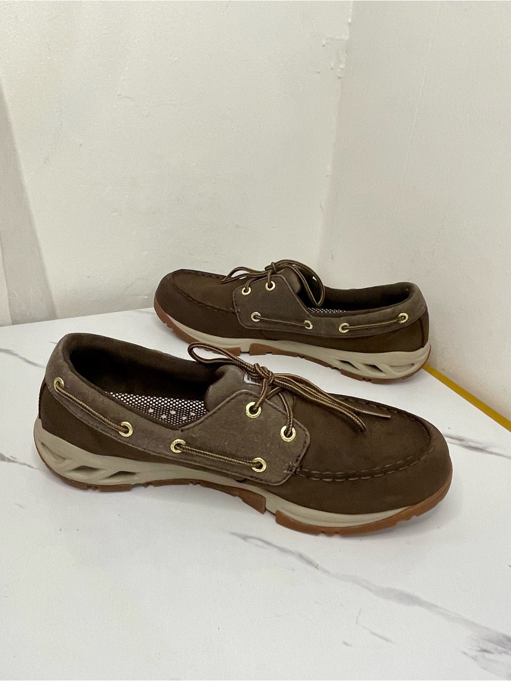 Men's Columbia PFG Boatdrainer Fly Boat Shoes Brown BM2664-231 Size 10